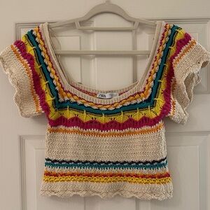 Zara Colorful Crochet Crop Top